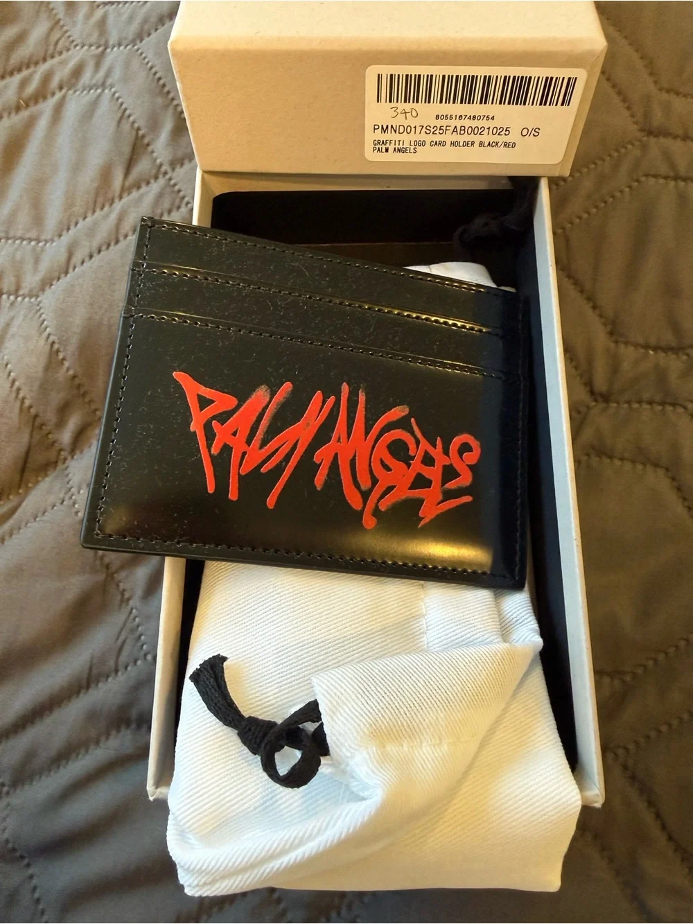 Palm Angels Black Card Holder with Red Logo Accent